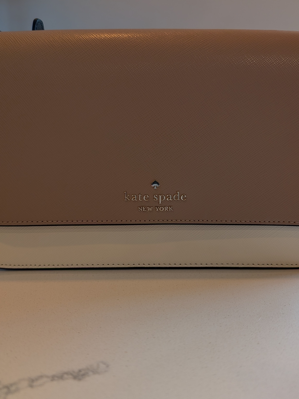 kate spade two-tone messenger bag in taupe and cream